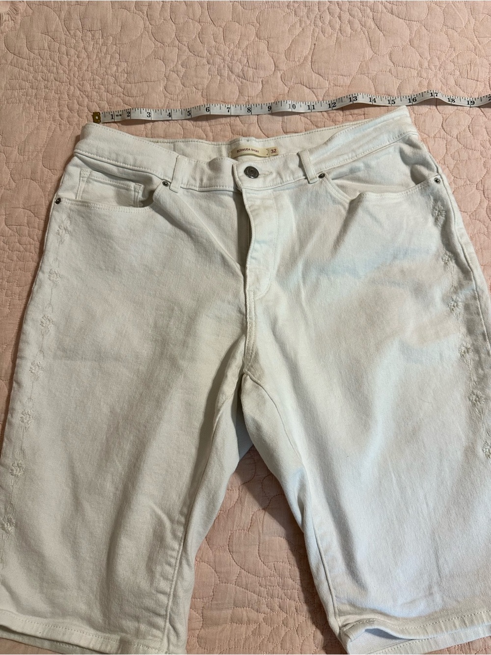 Levi's Off-White Denim Bermuda Shorts
